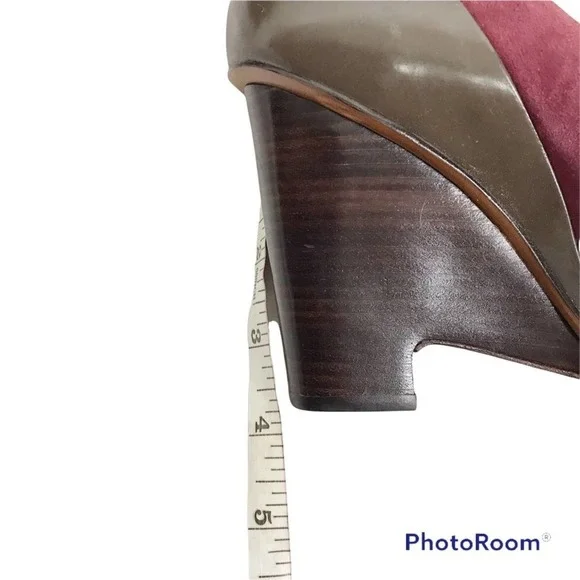 10 Crosby Derek Lam red suede and leather boots wedges size 6 - Picture 8 of 8